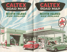 1954 Caltex map of North Island New Zealand