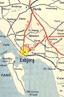 1957 Esso map of Denmark - map extract