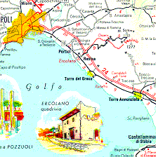 Bay of Naples from August 1957 Esso map of Italy