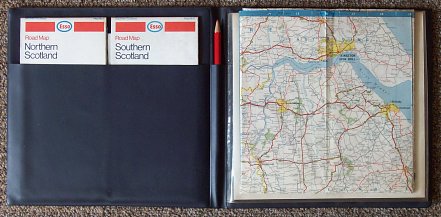 Esso folder, opened out showing maps inside