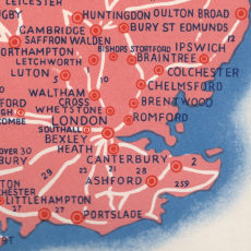 Southeast England from 1930s Pratts Diesel map of Britain