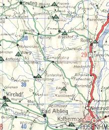 Detail from 1965 Deltin map of Bavaria