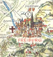 Freiburg as shown on 1966 Esso Schwarzwald Panorama map