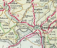 Extract from 1959 Aral map showing the Saar