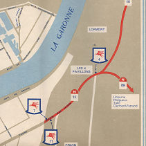 Extract from 1954 Mobil map of Bordeaux