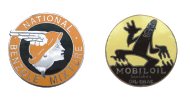 A National Benzole and a Mobiloil badge