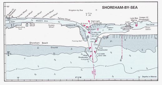 Chart of Shoreham Harbour from 1995 Shell Pilot
