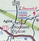 Agloe from a 1998 Exxon (American Map) state map of New York