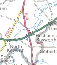 1990 Shell map of Husbands Bosworth area (AA)