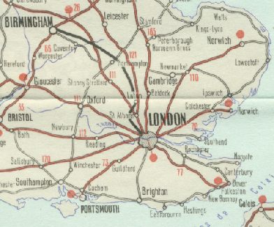 SE England from 1961 Mobil map of Greece